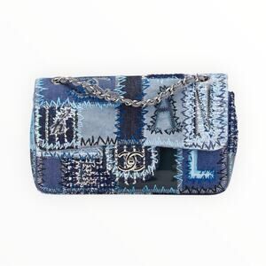 Chanel Multicolor Denim Coco Mark Patchwork Chain Shoulder Bag Medium